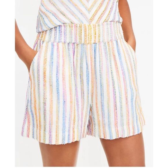 Lou & Grey Loft Rainbow Stripe Shorts Pensive Blue Size Small - Picture 1 of 8